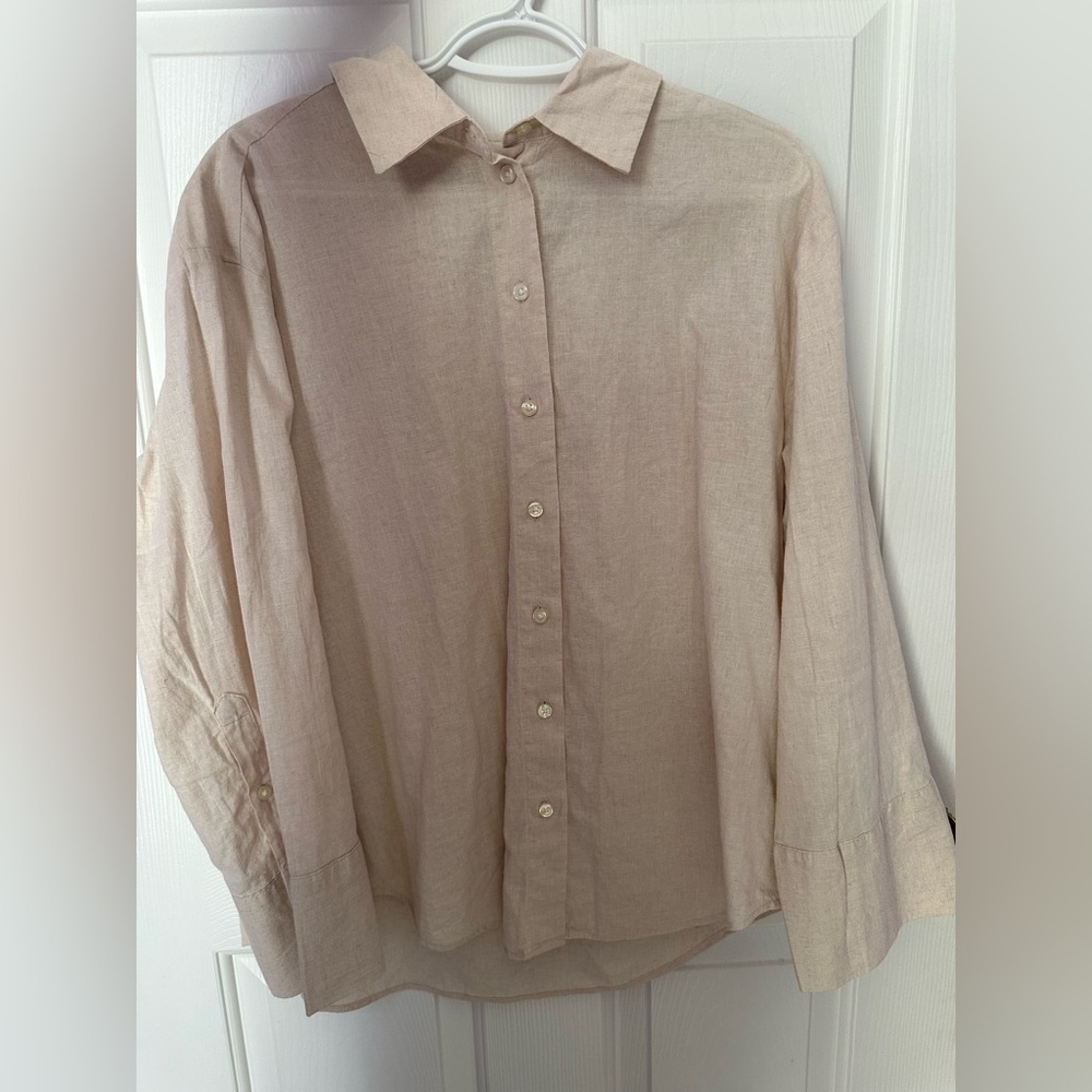 H&M Linen Blend Shirt Light Beige